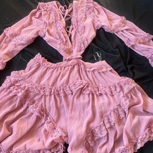Rose pink flirty romper with Lace - New with Tags!!